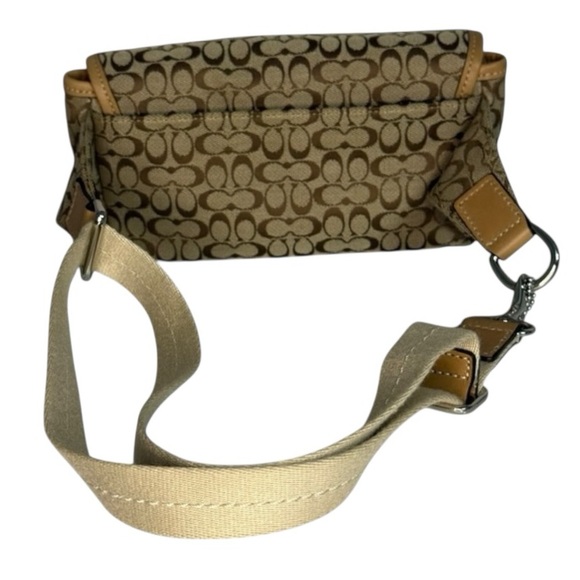 Coach Vintage Y2K Signature Jacquard Belt Bag Crossbody Tan Leather w Dust Bag - Picture 6 of 10